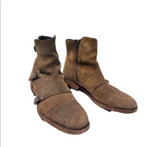 Frye triple monk boots.